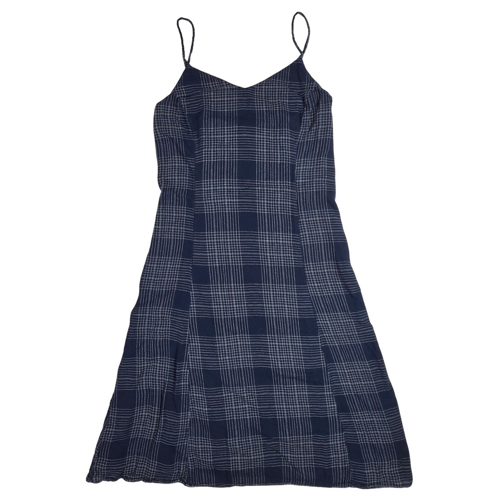 Old Navy Blue Plaid Cotton Cami Midi Dress Petite Medium 134770-00